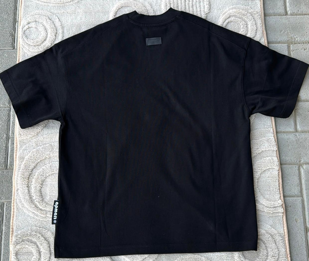 Oversized Black APMAN T-Shirt | Red Marquee/Arch Graphic Tee