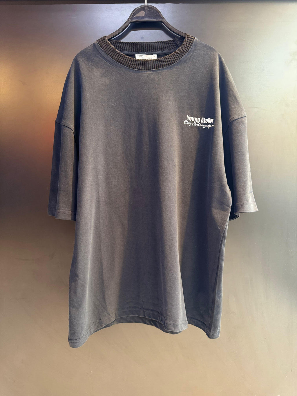 Oversized "Young Atelier" T-Shirt with Ribbed Collar