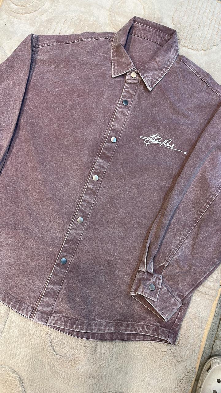 Faded Rose Canvas Embroidered Shacket