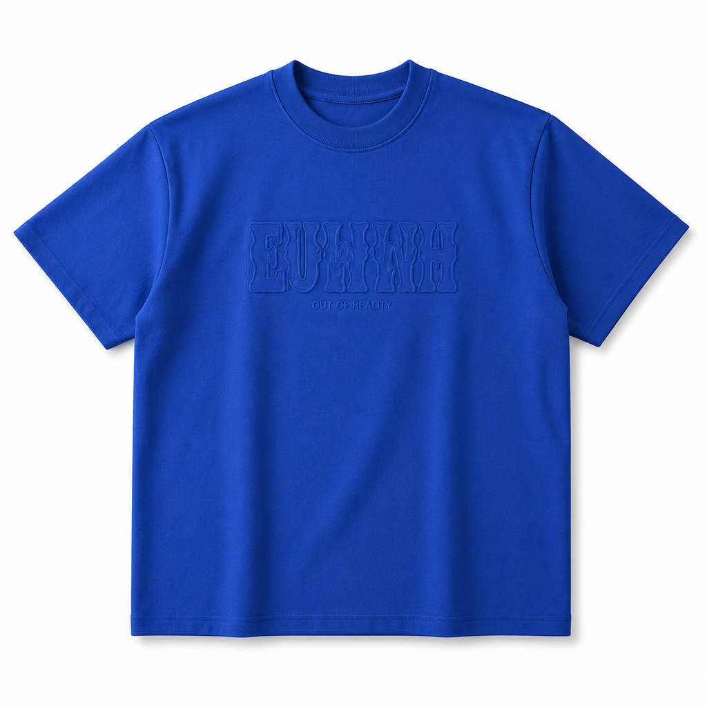 Euphoria Royal Blue Oversized T-Shirt – Premium Embossed Streetwear Tee