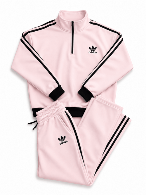 Adidas White And Pink Tracksuit - Darkdxb