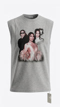 Adore Oversized Sleeveless Tee – Grey - Darkdxb