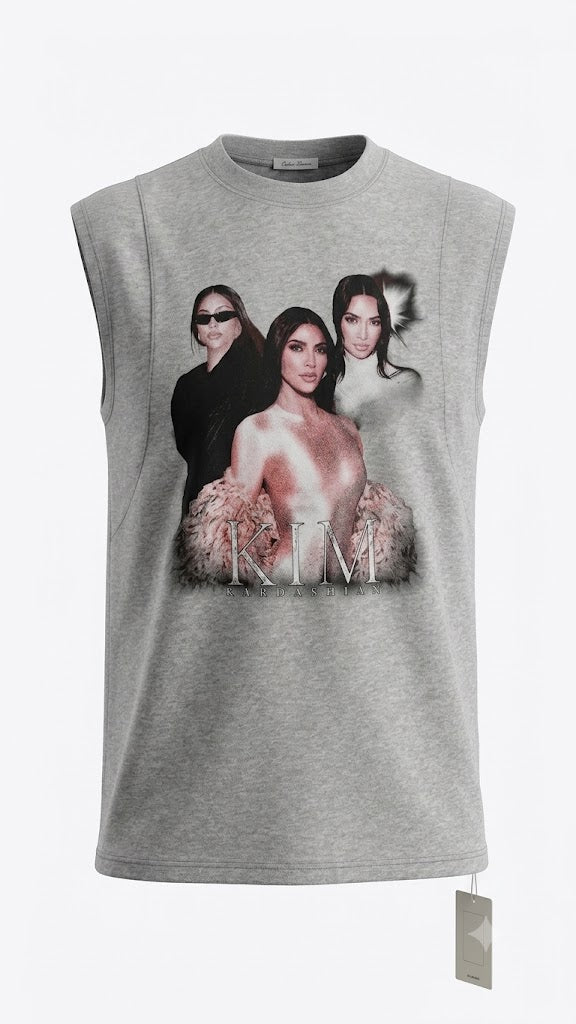 Adore Oversized Sleeveless Tee – Grey - Darkdxb