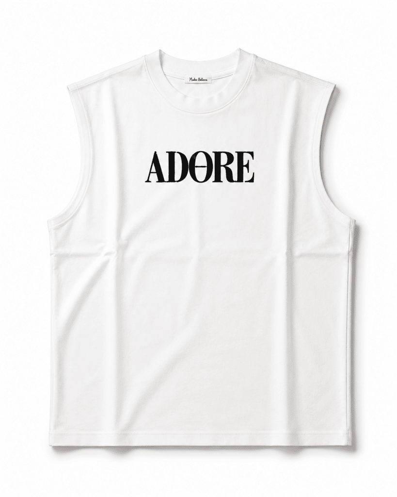ADORE Stand Firmly Oversized Sleeveless Tee – White - Darkdxb