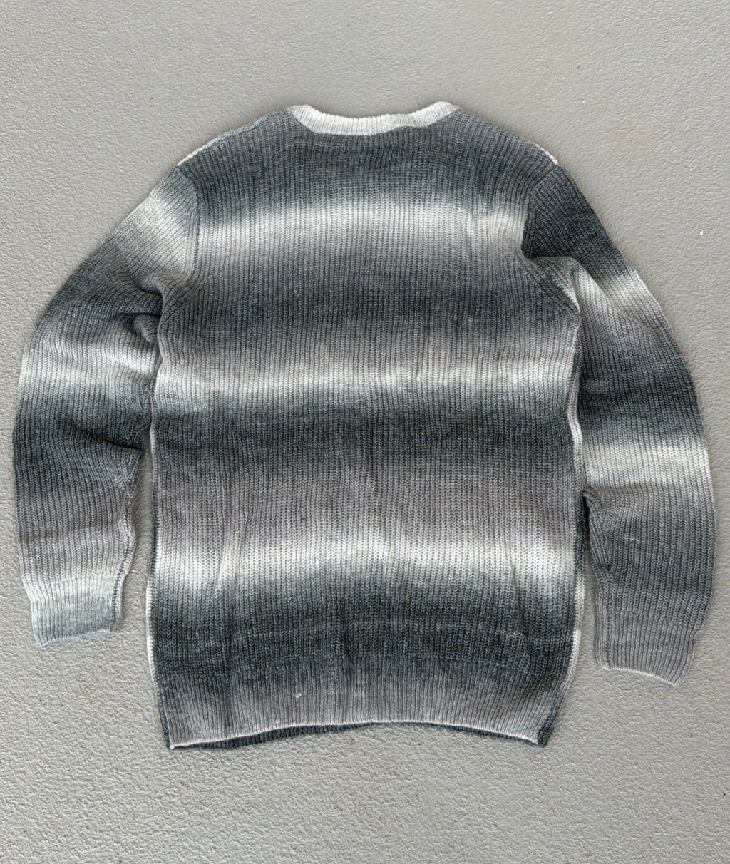 Jack & Jones Men’s Grey Ombre Ribbed Knit Crewneck Sweater