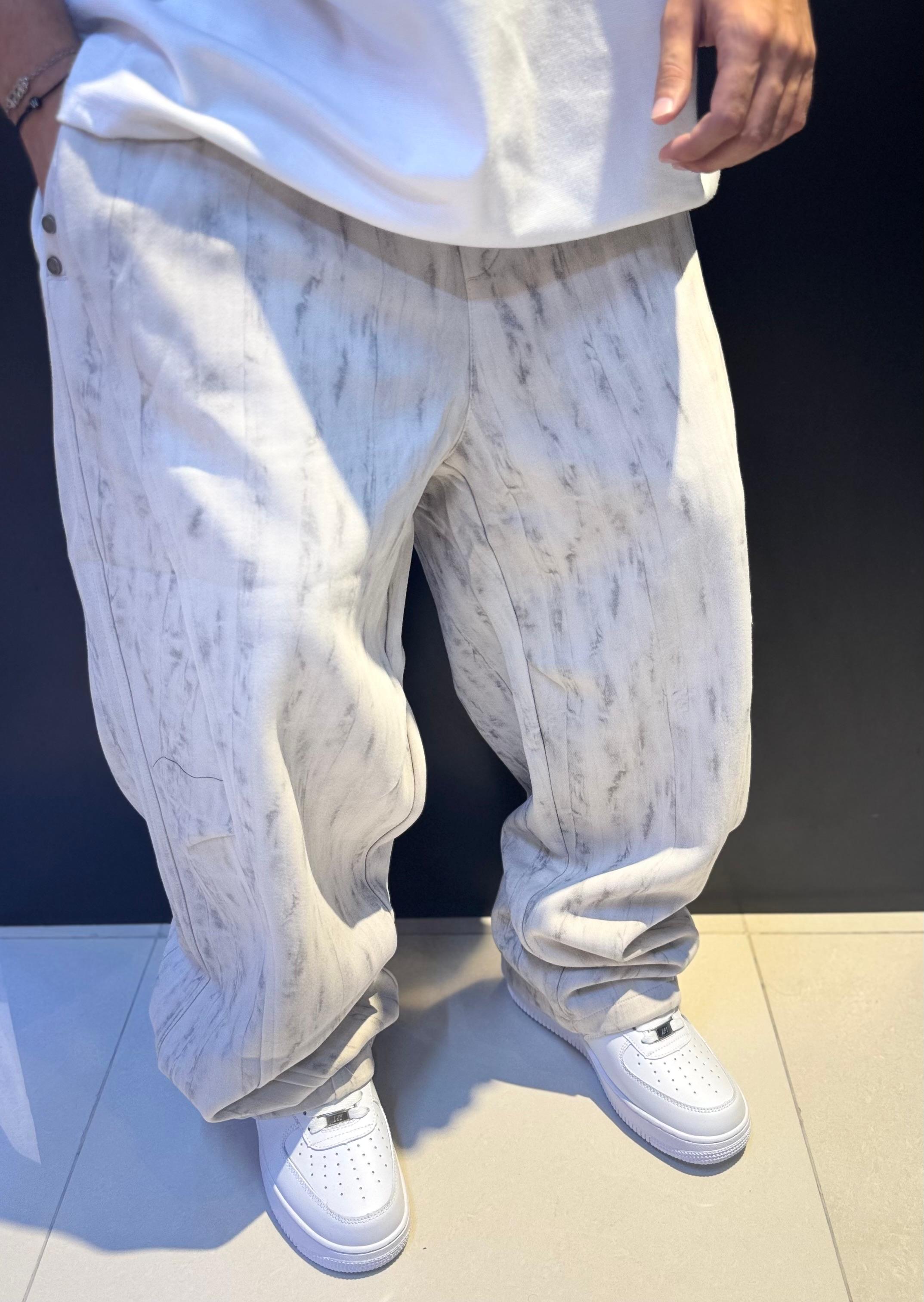White and Gray Patterned Pants