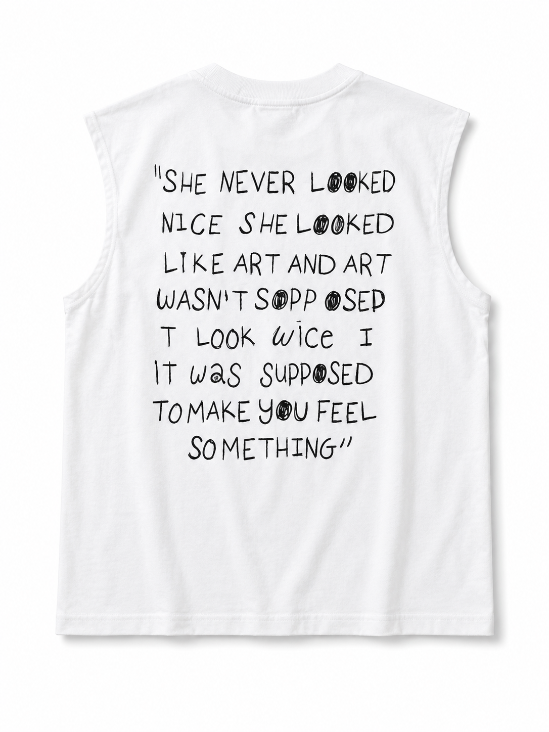 Unique & Special White Sleeveless Muscle Tee