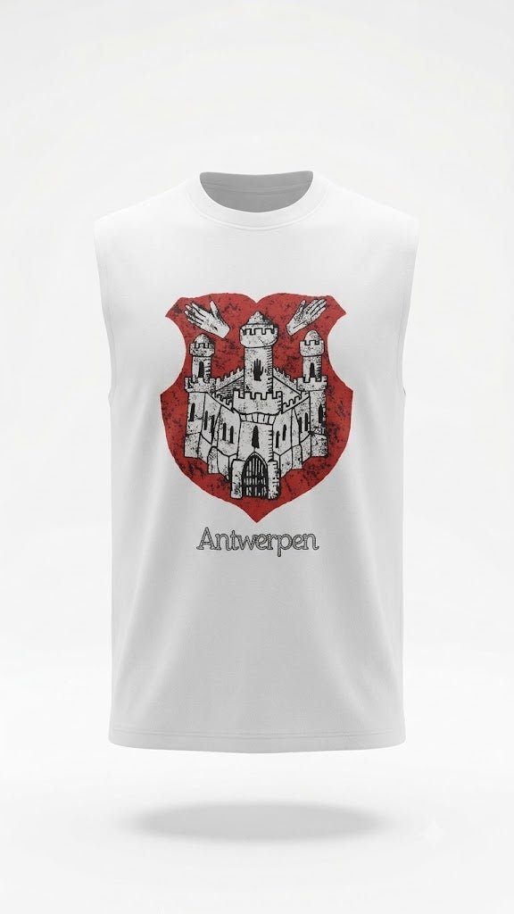 Antwerpen Heritage Oversized Sleeveless Tee – White - Darkdxb