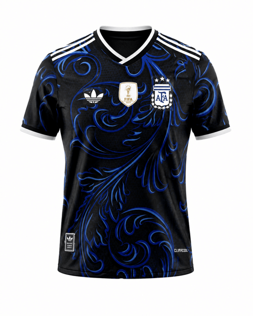 Argentina Black & Blue Special Edition Football Jersey – Shoulder Patch Detail - Darkdxb