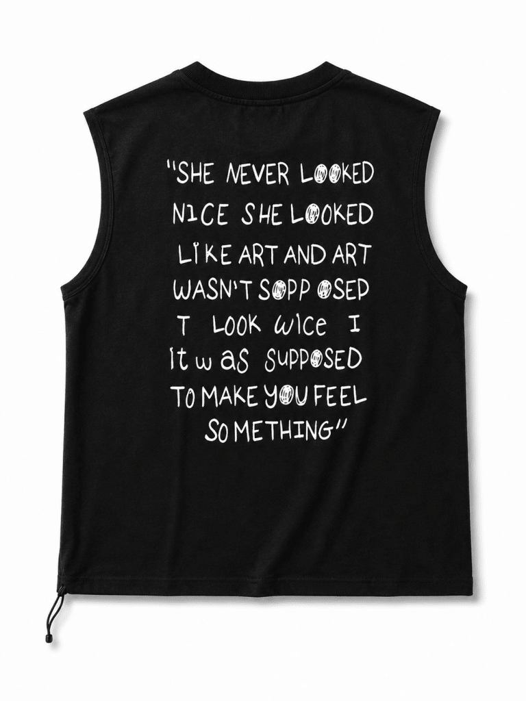 Art Quote Black Sleeveless Muscle Tee - Darkdxb