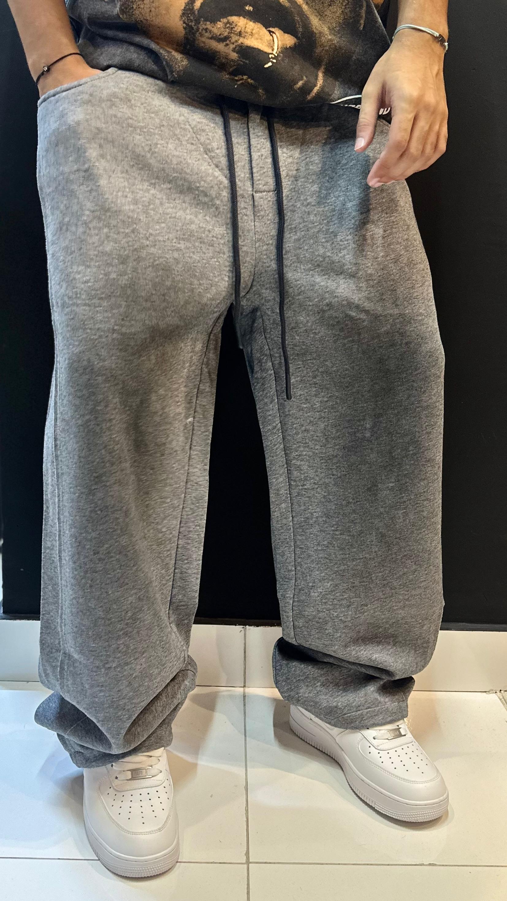 Heavyweight Grey Melange Baggy Sweatpants