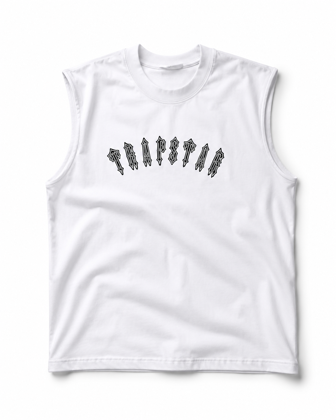 Trapstar Inspired White Sleeveless Oversized Muscle Tank – Premium Streetwear Tee