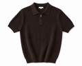 Elite Chocolate Brown Ribbed Knit Polo Shirt – Premium Smart Casual Zip Polo