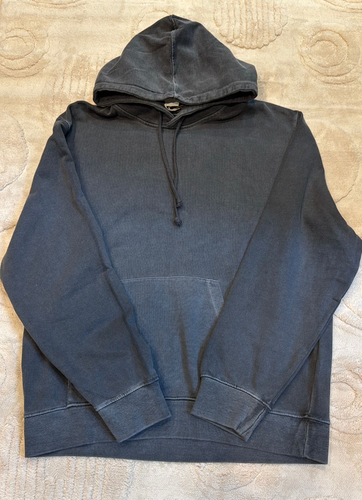 Vintage Washed Black Pullover Hoodie - Distressed Charcoal Gray Sweatshirt