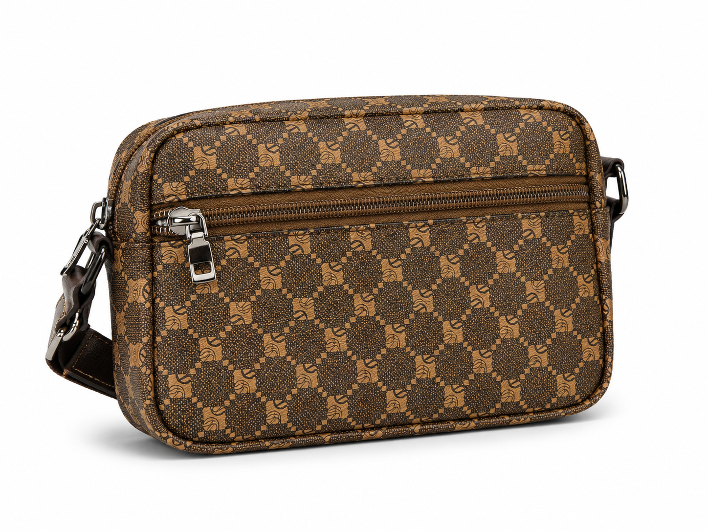 Vintage Monogram Crossbody Utility Bag – Brown