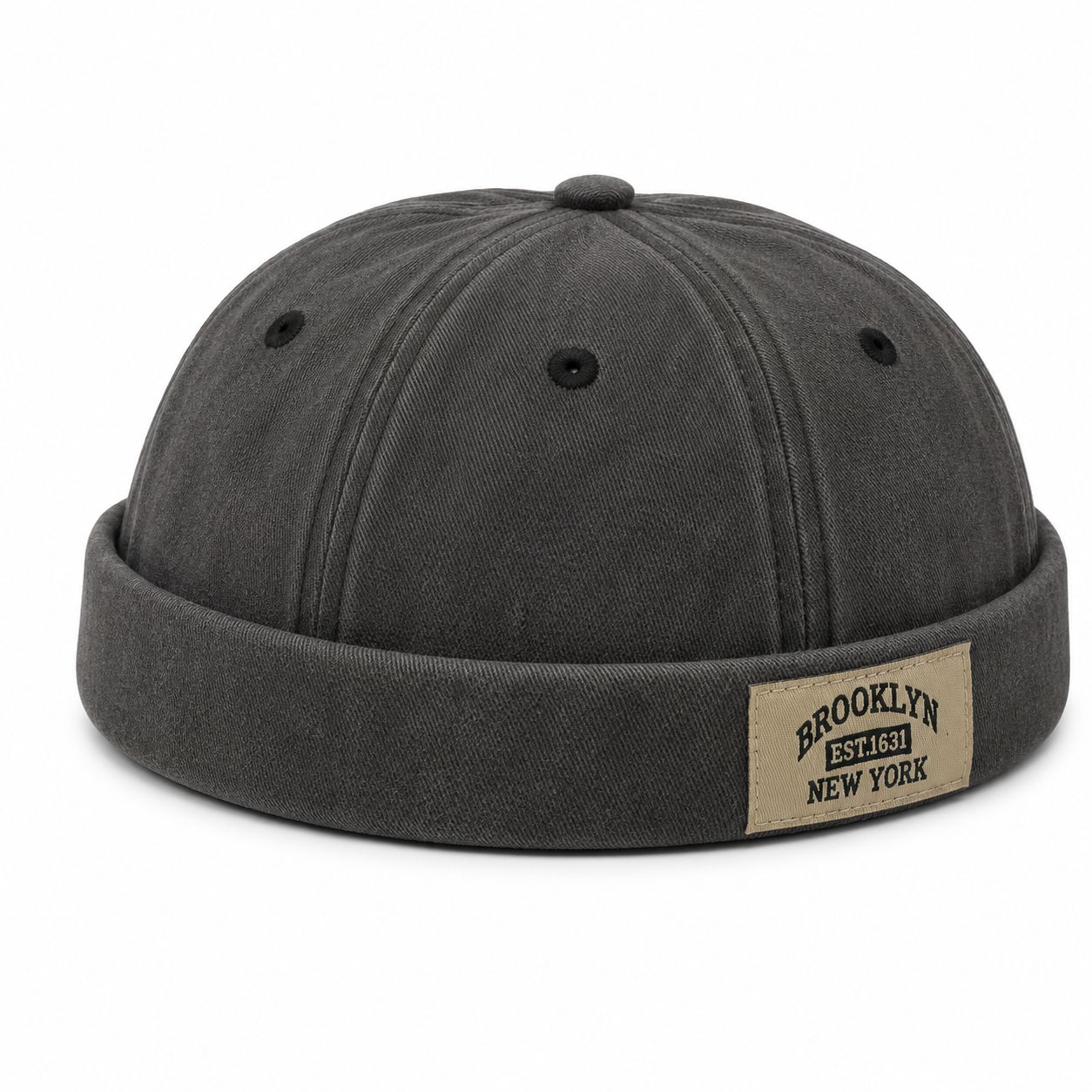 Brooklyn Vintage Washed Docker Cap – Charcoal Grey