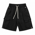 Premium Black Zip Cargo Shorts – Lightweight Techwear Utility Fit