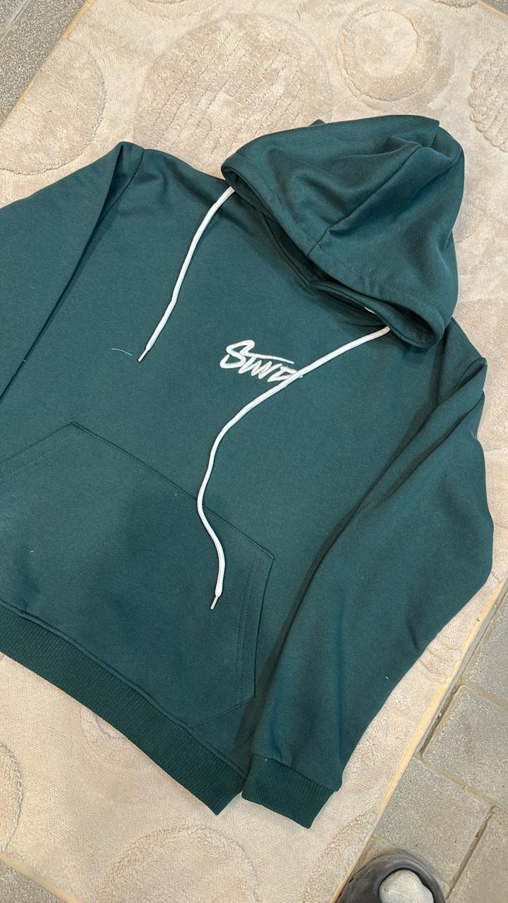 STWD Forest Green Hoodie | Deep Evergreen Pullover with White Logo