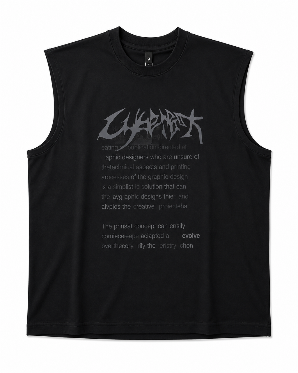 Minimalist Black Sleeveless Graphic Tank Top – Premium Cotton Oversized Fit