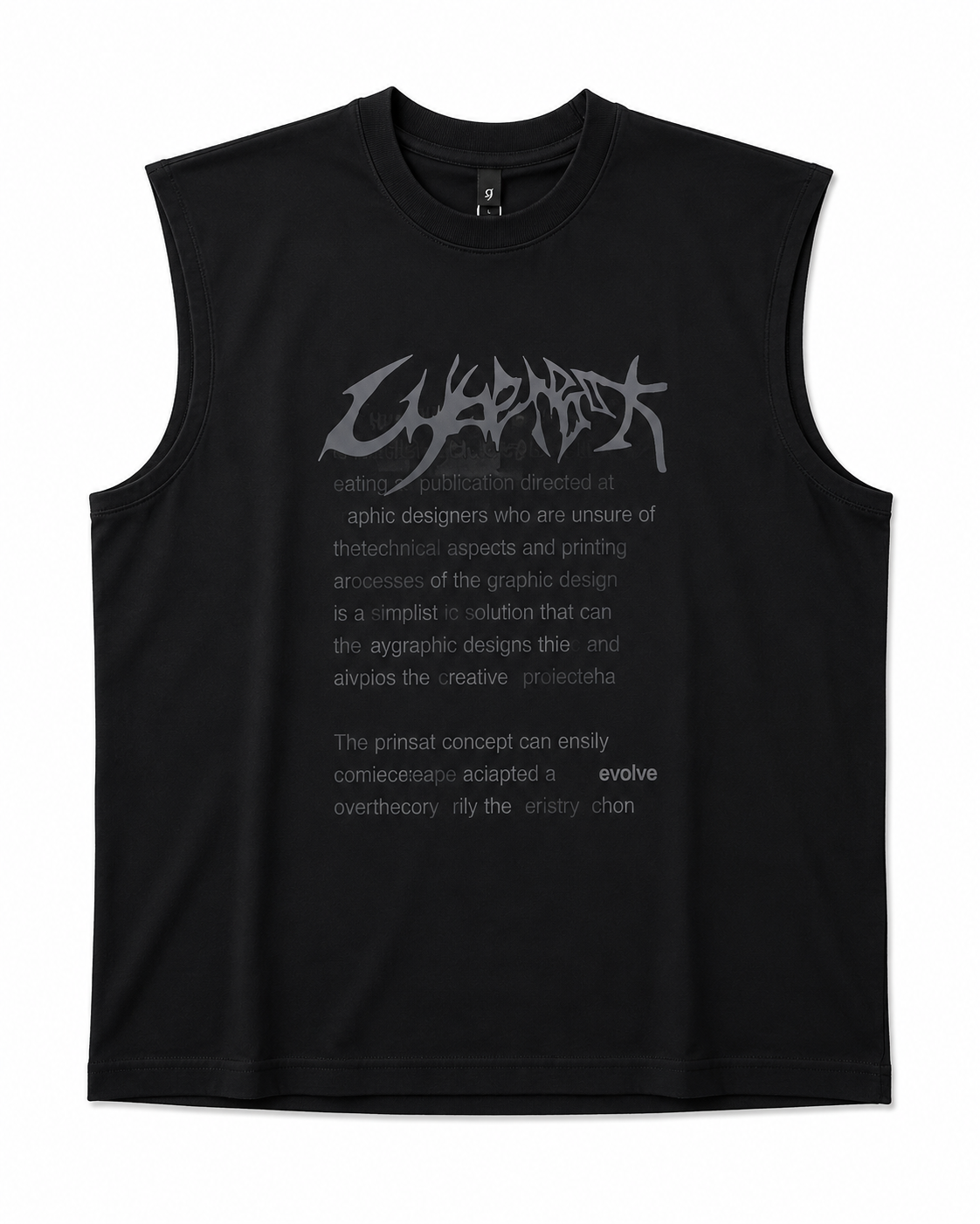 Minimalist Black Sleeveless Graphic Tank Top – Premium Cotton Oversized Fit