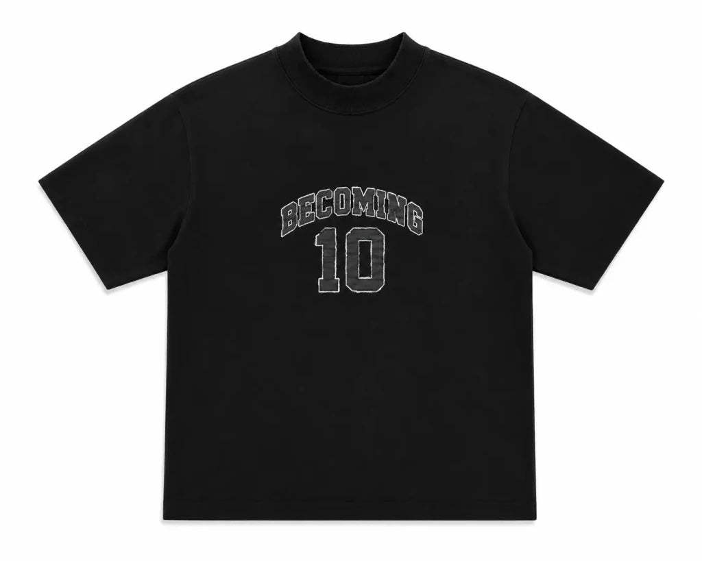 Becoming 10 Premium Oversized Black T-Shirt - Darkdxb