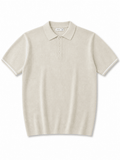 Beige Ribbed Polo Knit – Minimal Summer Essential - Darkdxb