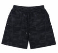 Black Camo Raw-Edge Eyelet Shorts — Dark - Shorts - Darkdxb