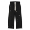 Black Distressed Knit Wide-Leg Pants – Premium Streetwear - Pants - Darkdxb