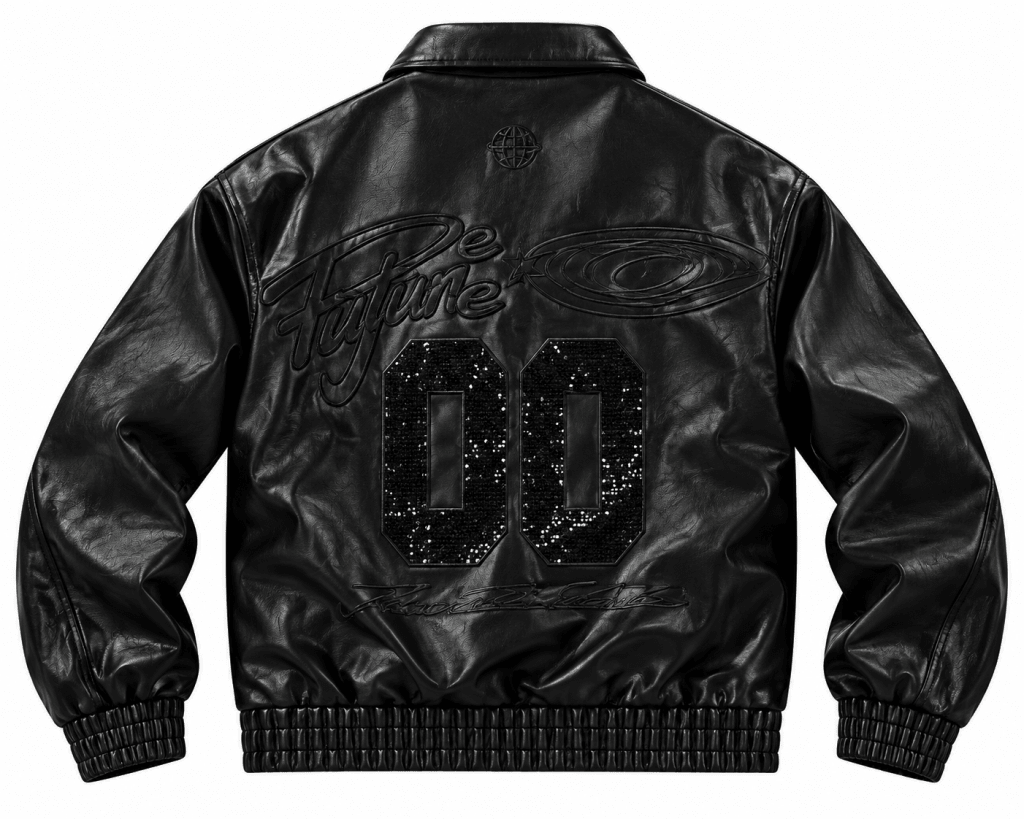 Black Future 00 Leather-Look Bomber Jacket - Jackets - Darkdxb