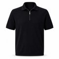 Black Half-Zip Knit Polo Shirt – Short Sleeve - Shirts - Darkdxb