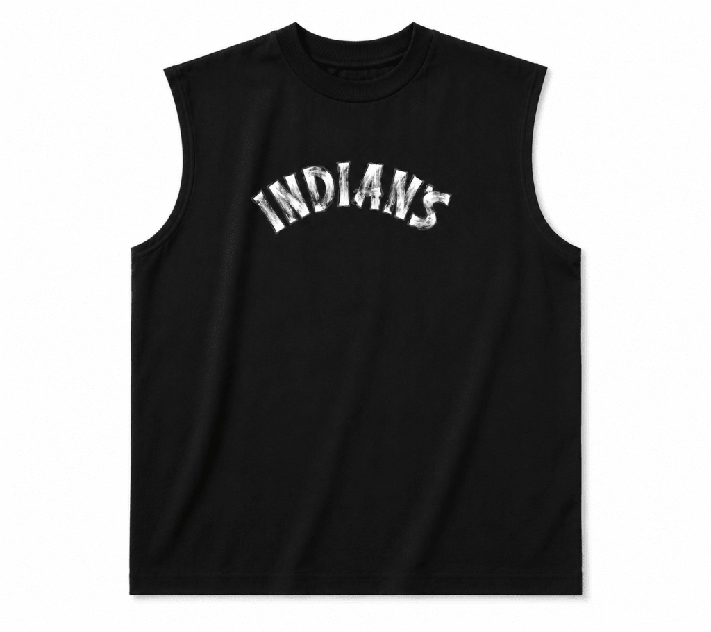 Black Indians Graphic Sleeveless Muscle Tee - Darkdxb