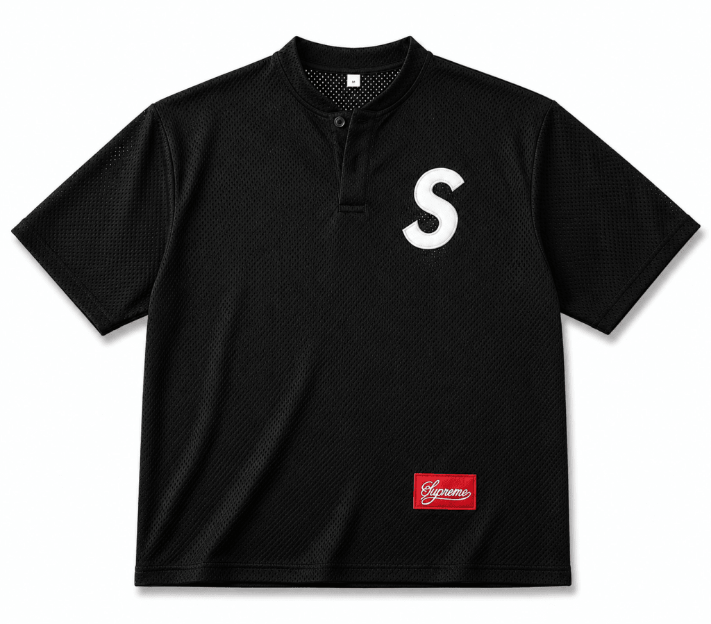 Black Mesh S Letter Jersey T-Shirt – Oversized Breathable Streetwear Tee - Darkdxb