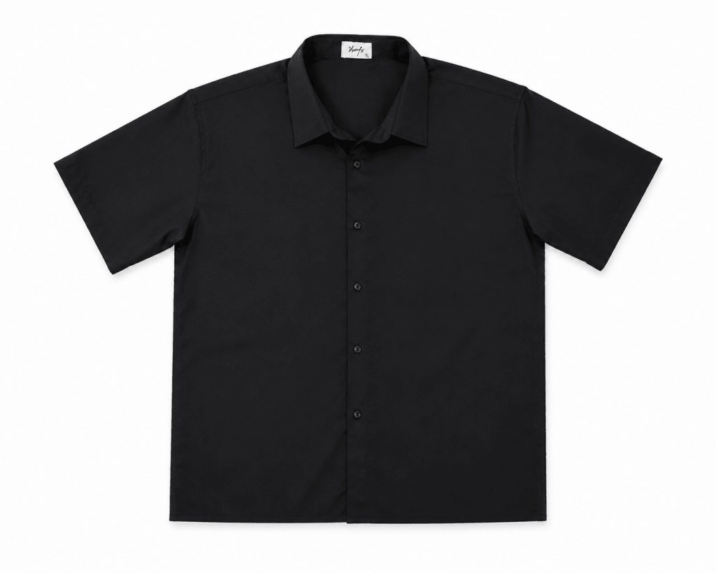 Black Short-Sleeve Button-Up Shirt - Darkdxb