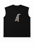Black Sleeveless Duck Embroidered Muscle Tee - Darkdxb