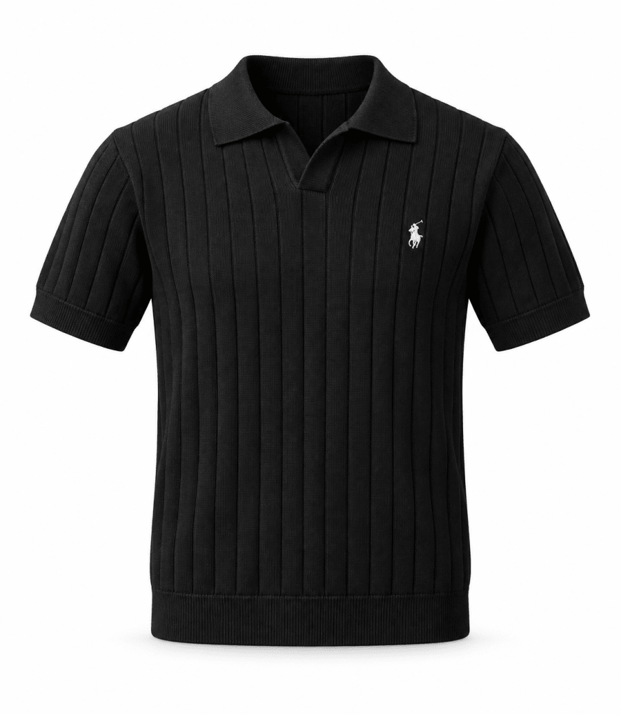 Black Textured Polo Shirt - Shirts - Darkdxb