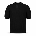 Black Tonal Jacquard Knit Crew Neck T-Shirt – Mesh Panel Detail - Shirts - Darkdxb