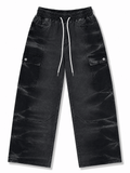 Black Washed Cargo Pants – Relaxed Fit Utility Streetwear Trousers - Darkdxb