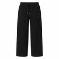 Black Wide-Leg Fleece Sweatpants – Polo Embroidered - Sweatpants - Darkdxb