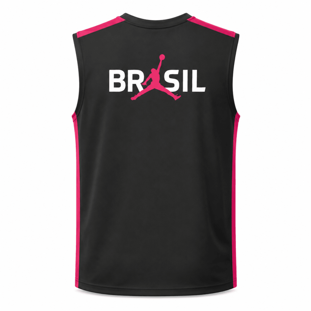 Brasil x Jordan Training Set – Black & Pink Sleeveless Jersey & Shorts - Jerseys - Darkdxb
