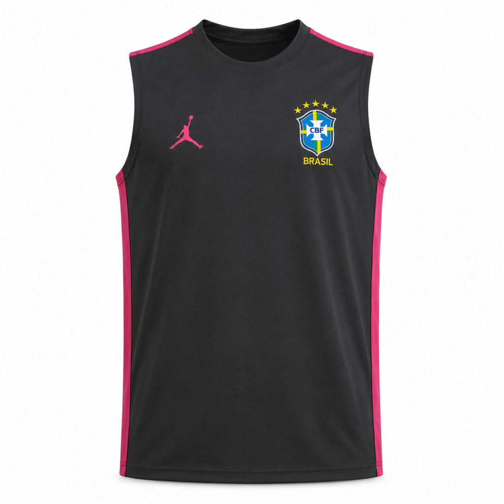 Brasil x Jordan Training Set – Black & Pink Sleeveless Jersey & Shorts - Jerseys - Darkdxb