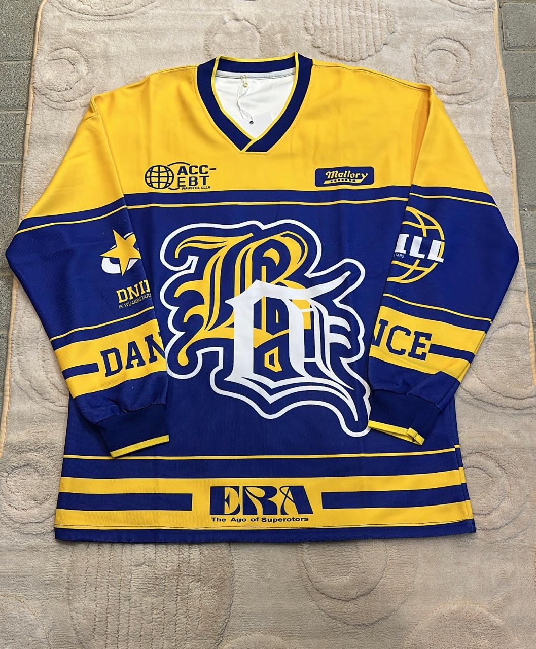 Free size Yellow & Blue Hockey Style Jersey | Large "B" Graphic & "Mallory" Nameplate