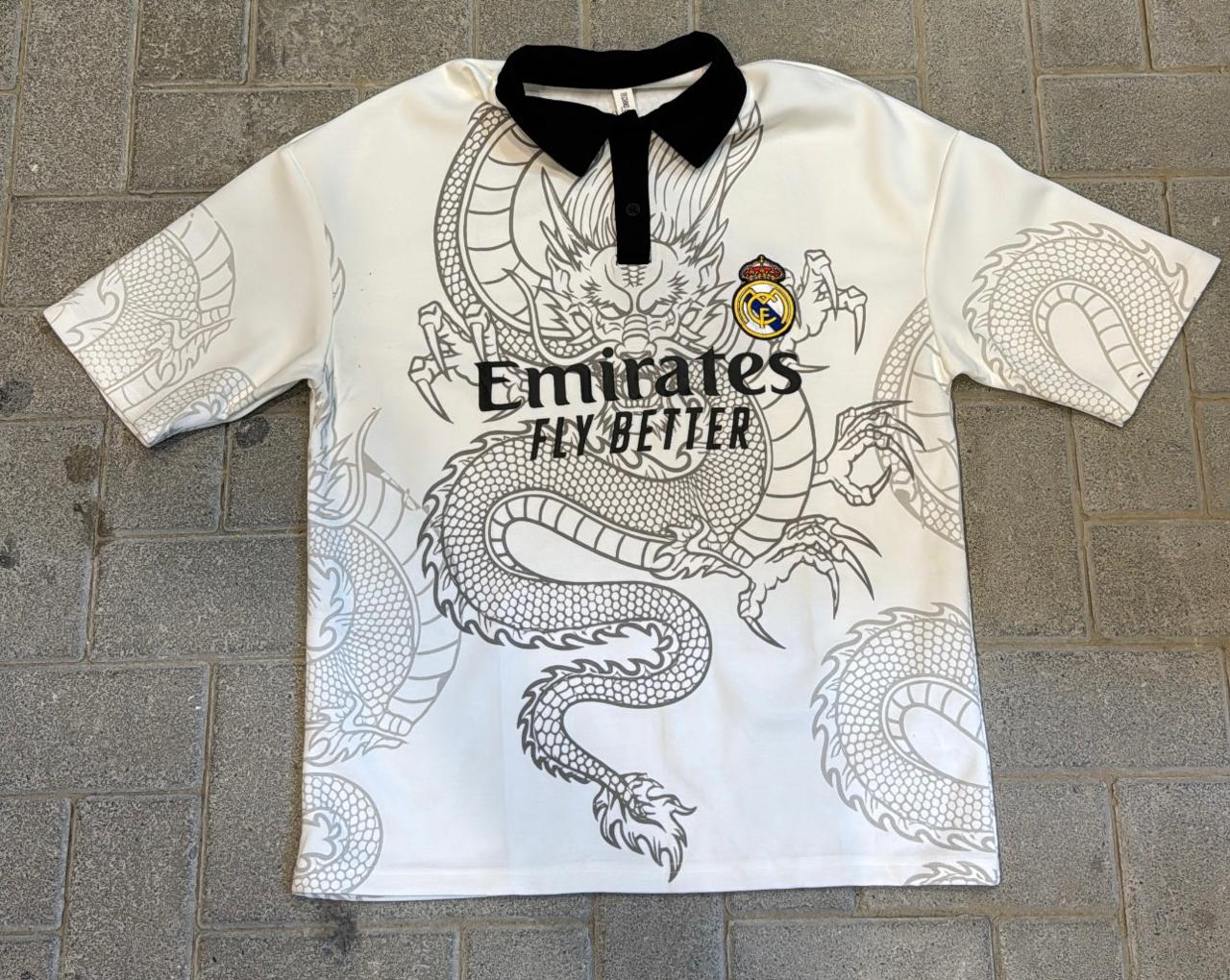 Real Madrid Dragon Special Edition Polo Shirt - White Oversized Fit
