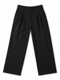 Premium Black Pleated Wide Leg Trousers – Relaxed Fit Smart Casual Pants