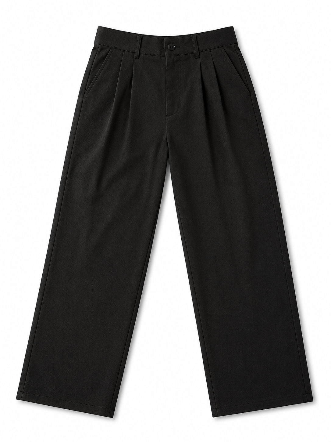 Premium Black Pleated Wide Leg Trousers – Relaxed Fit Smart Casual Pants
