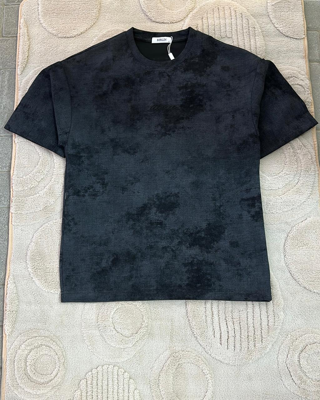 Black Textured Washed T-Shirt | Subtly Distressed Fade Tee