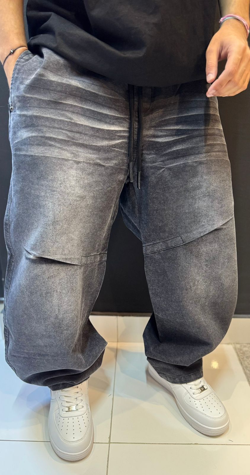 Dark Charcoal Washed Baggy Skate Jeans - Relaxed Fit