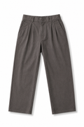 Charcoal Grey Relaxed Straight-Leg Pleated Pants