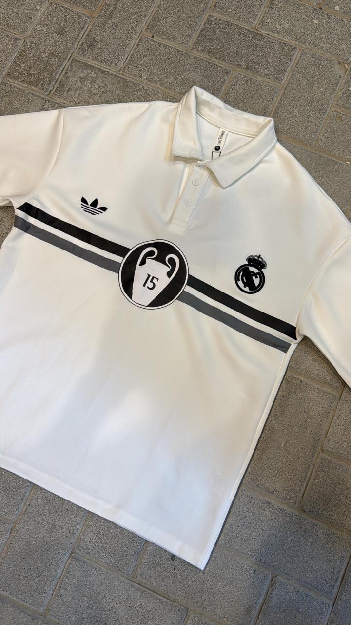 Real Madrid White Polo Shirt - UCL 15th Title Celebration Edition
