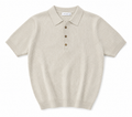 Elite Beige Ribbed Knit Polo Shirt – Premium Smart Casual Short Sleeve Polo