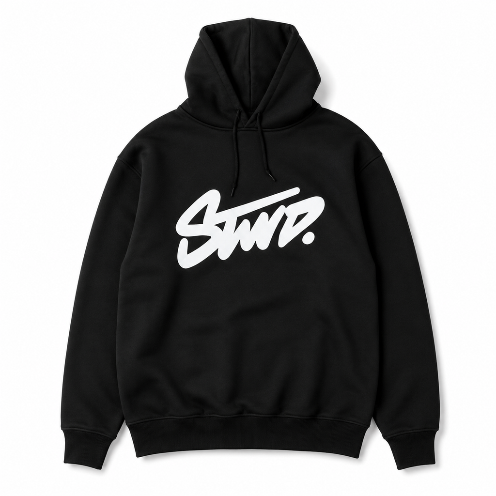 STWD Black Graphic Logo Hoodie